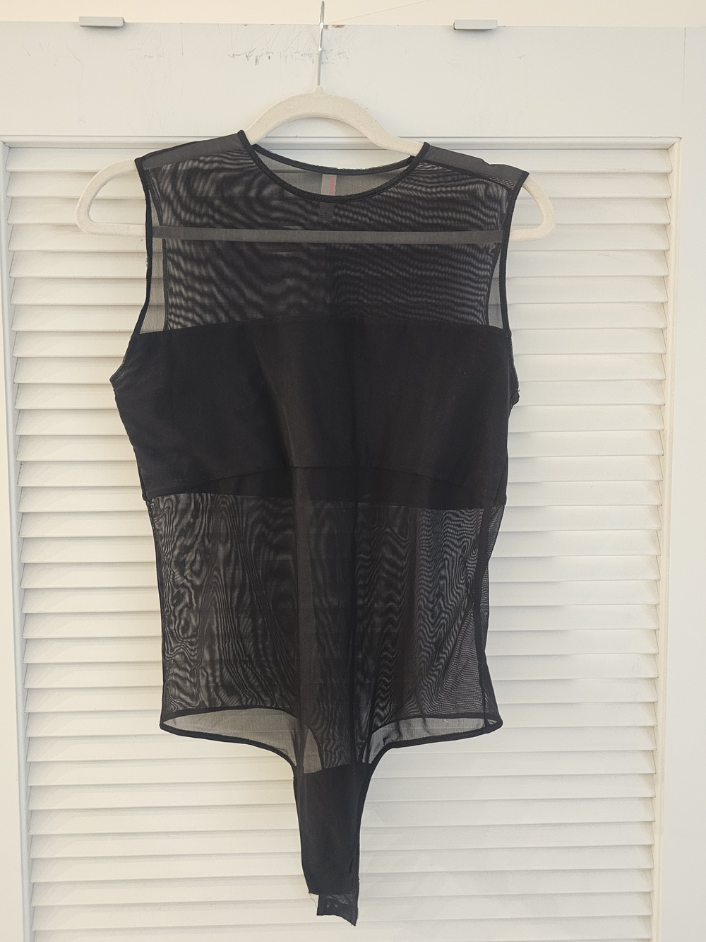 Commando Black Sheer Mesh Sleeveless Bodysuit Sz M